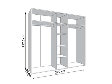 Granada Cashmere and Artisan Oak Effect Mirrored Five-Door Wardrobe - UK Luxury Furniture